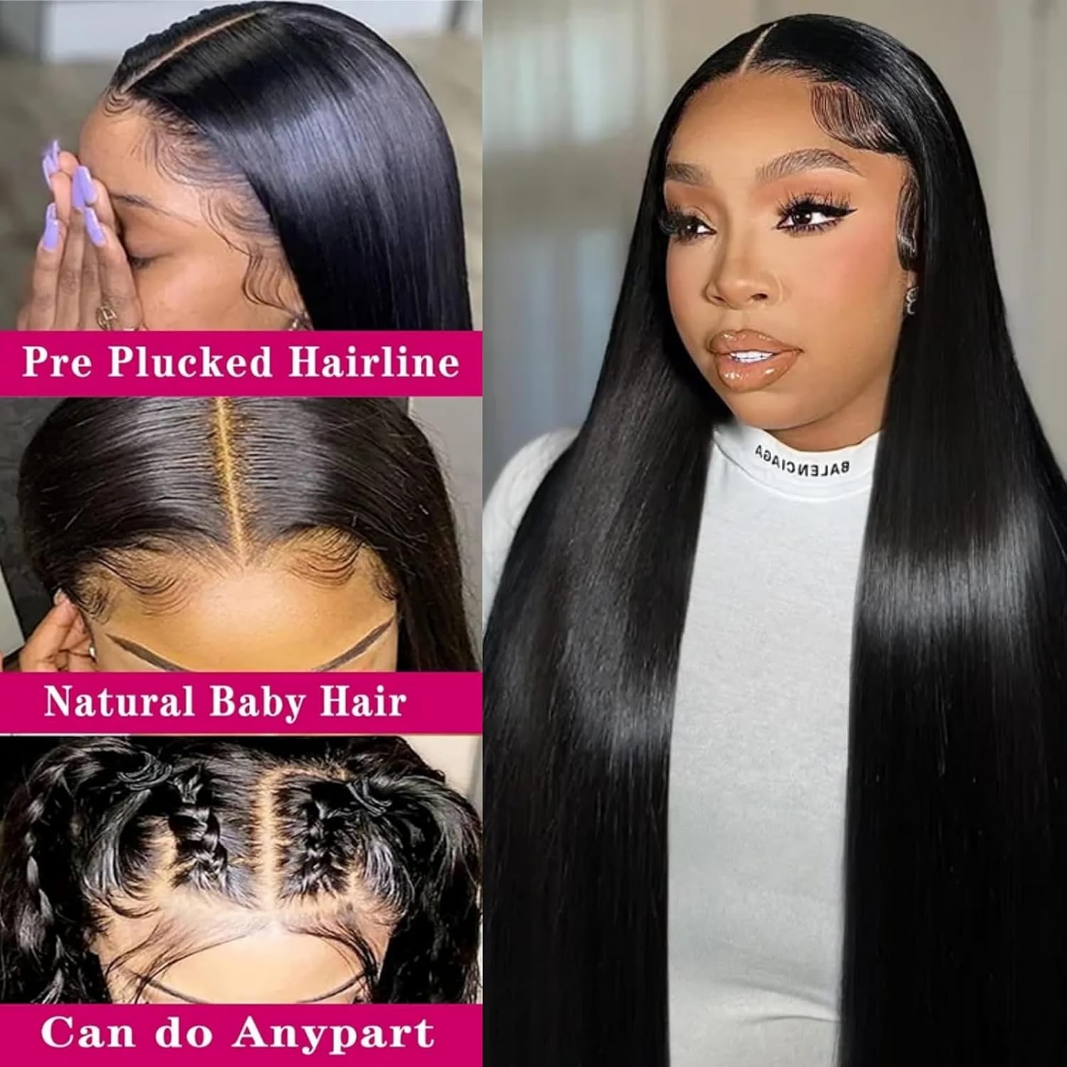13x4 Lace Frontal Closure Straight Ear to Ear HD Lace Frontal Pre Plucked 12 Inch Brazilian Virgin Human Hair Frontals Free Part 150% Density Hair Extensions Natural Black