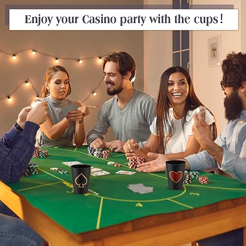Miniatura 5 de Hoolerry 72 vasos de plástico para fiestas de casino de 9 onzas, decoración de fiesta temática de casino, póker Las Vegas, vaso de chupito, juego de