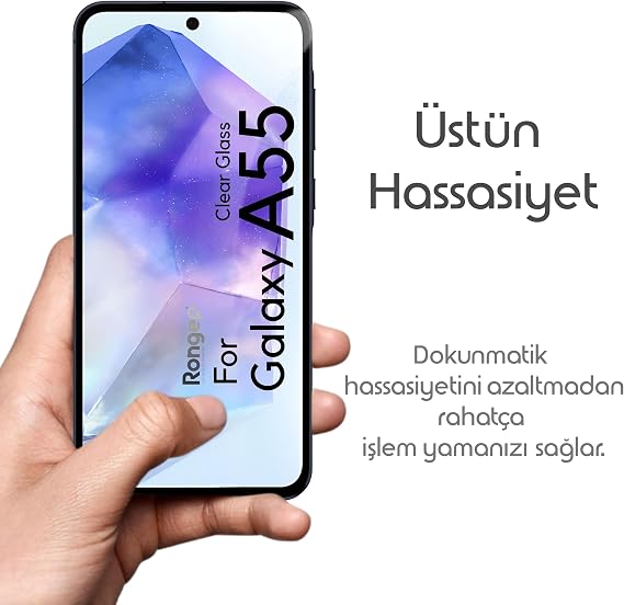 Screen Protector for Rongep Samsung Galaxy A55 9H Hardness Anti-Static Tempered Glass Premium Galaxy A55 Protection Covering Screen Against Scratches and Impact That Does Not Affect Image Quality and Touch