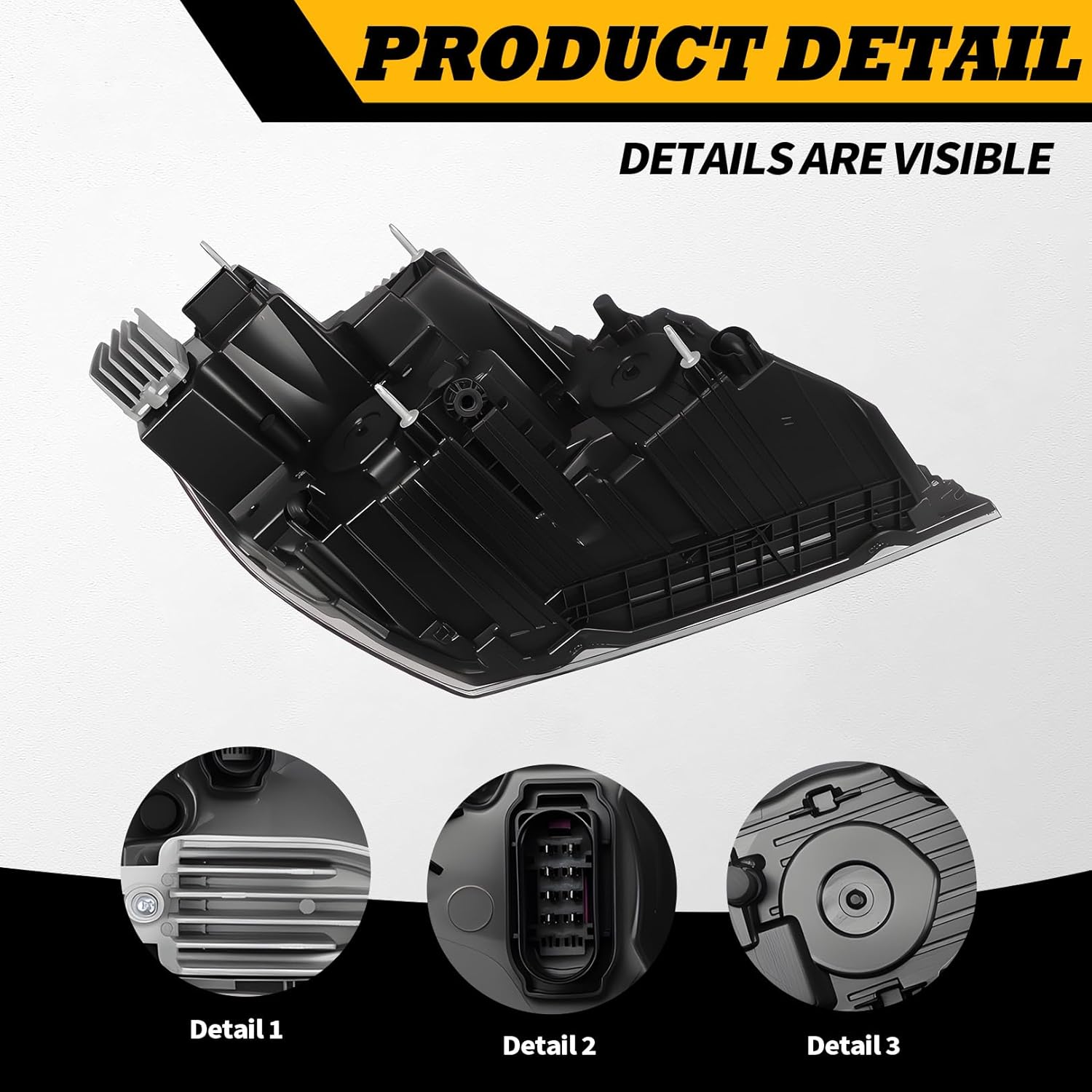 Left Driver & Right Passenger Side Headlight Compatible with Cascadia 2018-2022 Pair Front Headlamps, Black Housing A6601405002 A6601405003