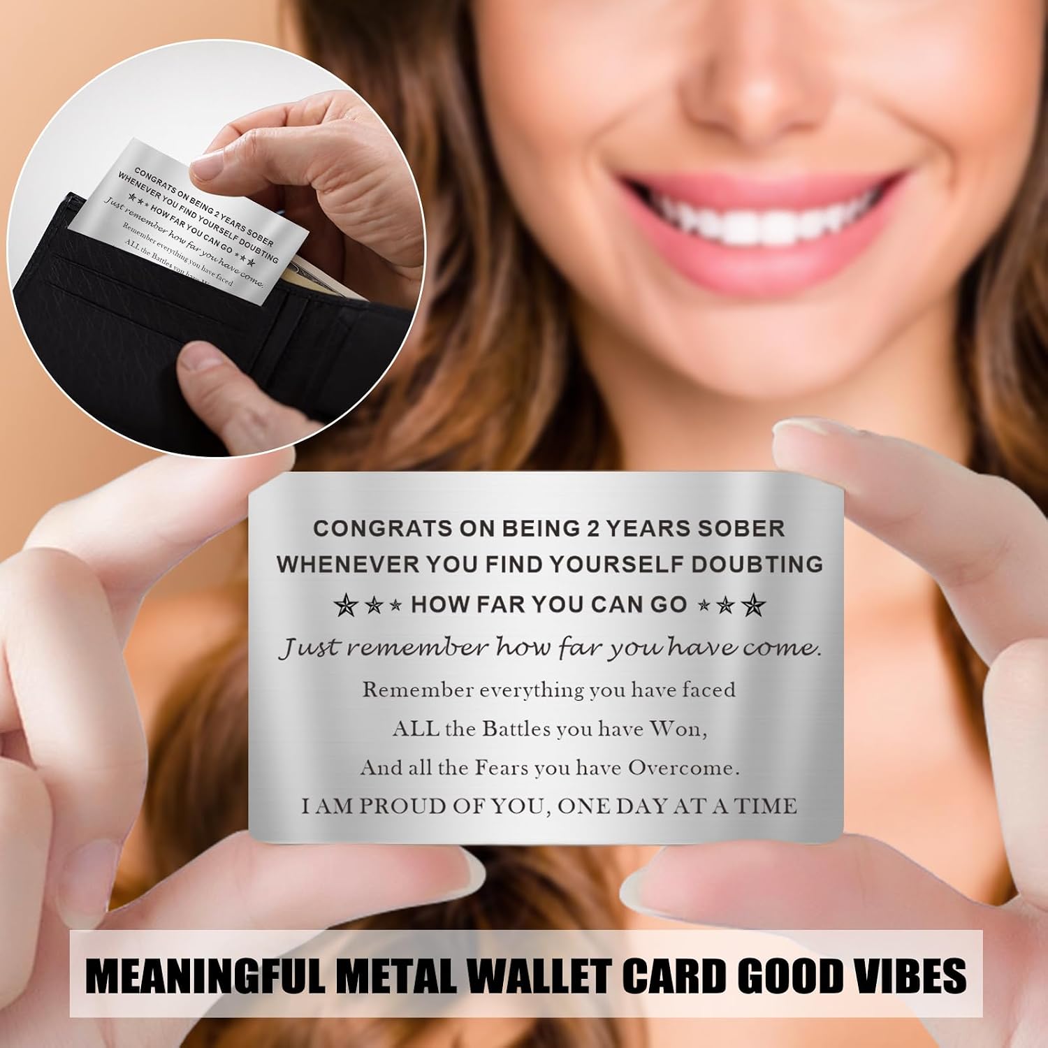 Sobriety Gift Set – Pocket Compass, Beaded Bracelet & Card For AA/NA Recovery Milestones - View #3