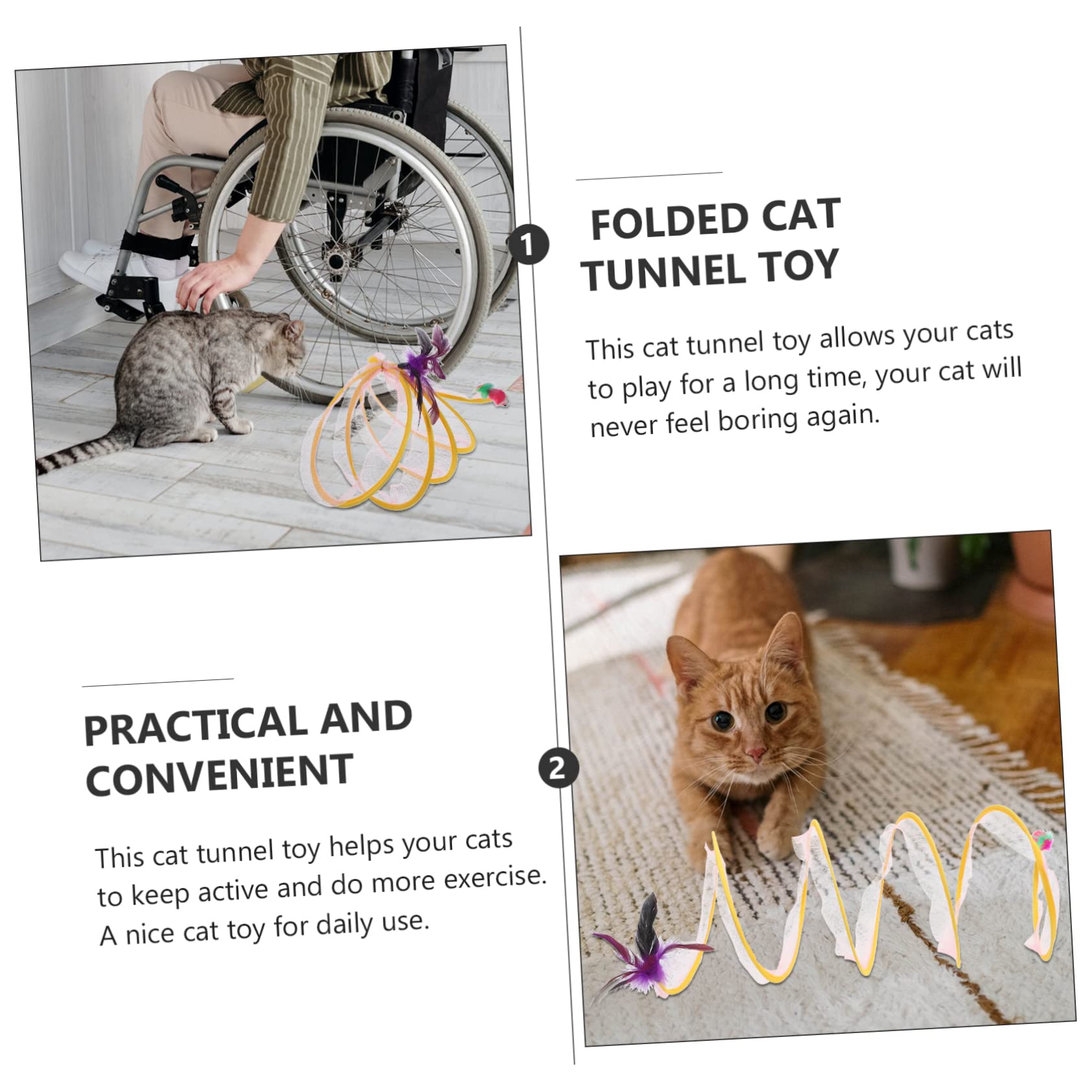 Happyyami 3stücke Faltbarer Katzentunnel Mit Spielzeug Interaktives Katzenspielzeug Mit Federn Und Mäusen Fördert Die Bewegung Und Neugier Ihrer Katze Für Kätzchen Und Erwachsene Katzen
