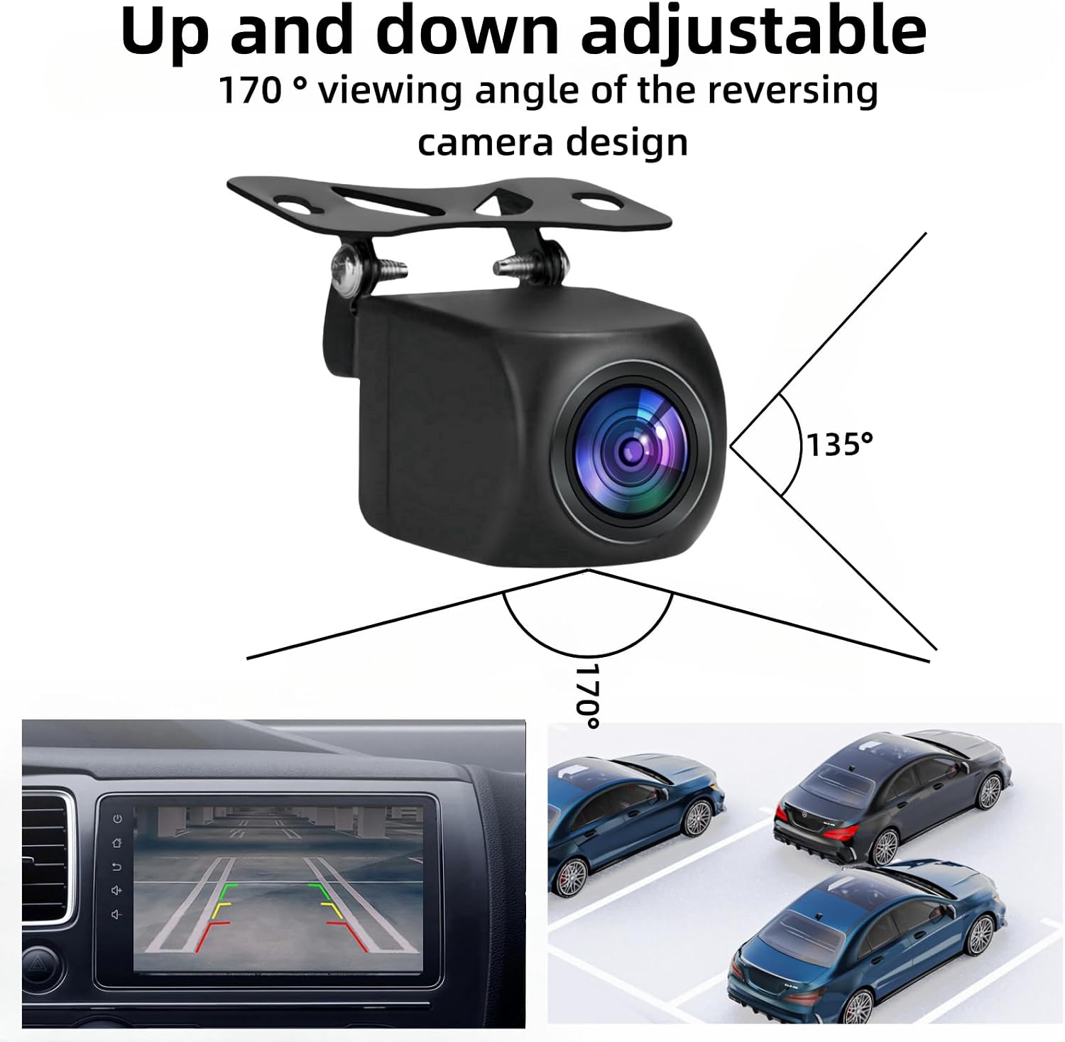 AHD 1080P Backup Camera for Car,160° Wide View Angle Rear View Camera 720P Back up Camera Universal Parking Night Vision Rearview Reversing Camera for Truck Car Pickup SUV (5V)