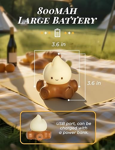 Miniatura 7 de Luz nocturna fantasma de fogata, ruido blanco, lámpara recargable portátil, luz nocturna para bebé, decoración de guardería, luz LED amarilla cálida