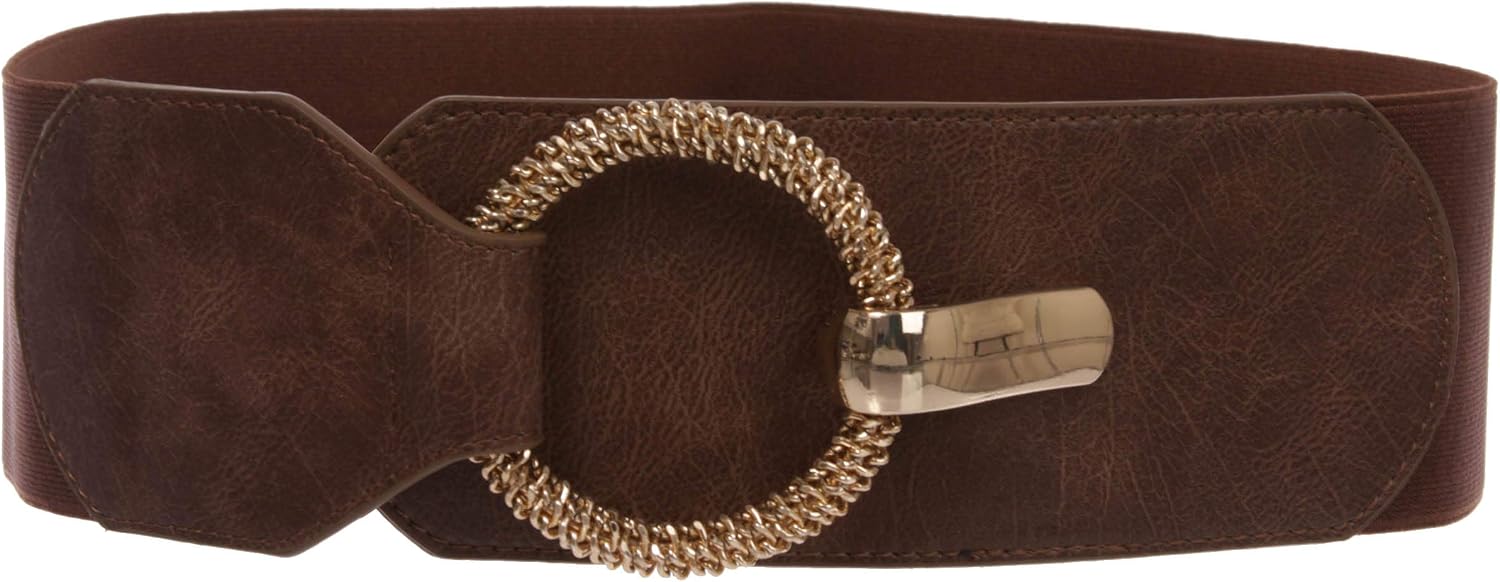 Women's 3" (75 mm) Wide High Waist Fashion Stretch Belt with Ring Hook Buckle