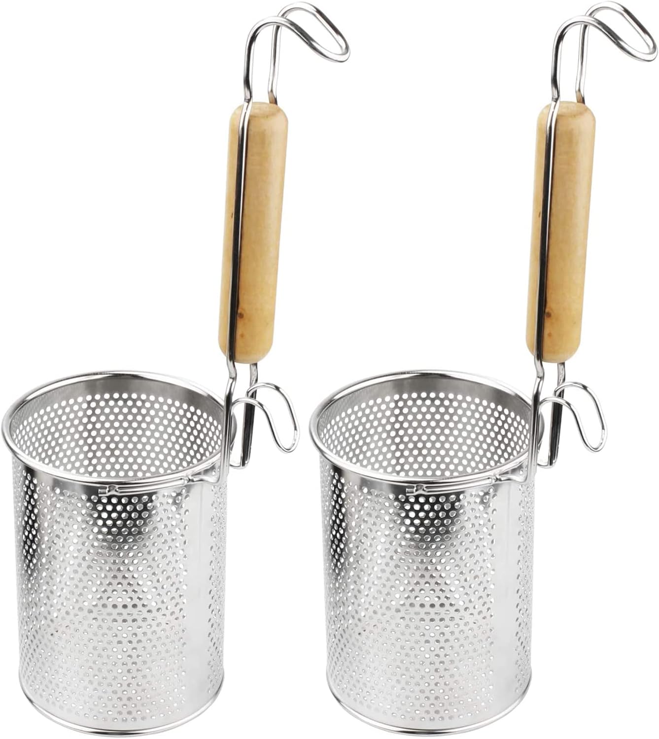 MyLifeUNIT Pasta Strainer, 2 Pack Stainless Steel Mesh Spider Strainer for Pasta, Noodle, Dumpling (4.54″D x 6.1″H) MyLifeUNIT Pasta Strainer, 2 Pack Stainless Steel Mesh Spider Strainer for Pasta, Noodle, Dumpling (4.54″D x 6.1″H)