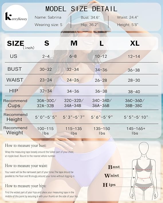 KerryKreey Two Piece Swimsuit for Women Push Up Bikini Top Tummy Control Bathing Suit High Cut 2026 Sporty Swimwear Teens