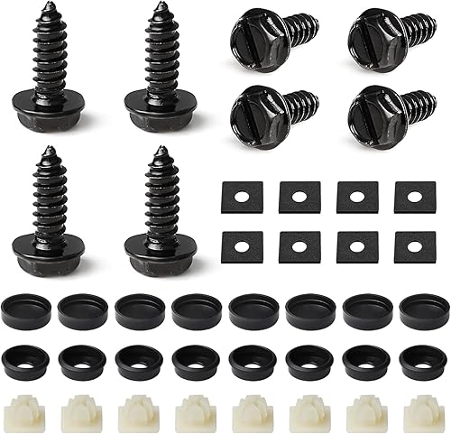 TUTUDOW Kit de tornillos para placa de matrícula, kit de tornillos de matrícula de acero inoxidable de alta calidad, pernos de matrícula resistentes