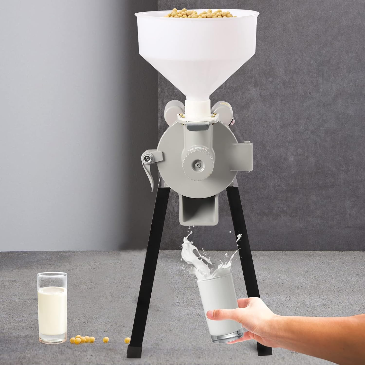 Electric Grain Mill Grinder, Flour Mill, 110V 2200W Commercial Corn Grinder Machine Feed Mill Wheat Grinder, Flour Mill Cereals Grinder with Funnel (Wet Grinder)