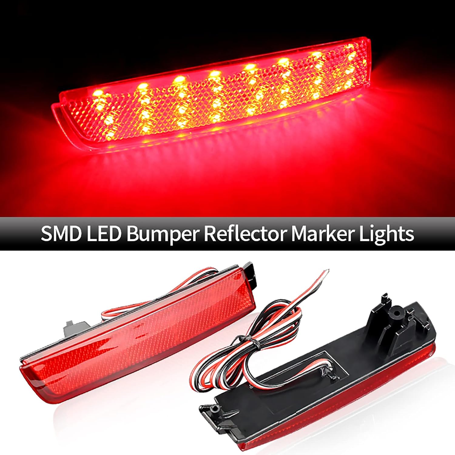 Xinctai LED Rear Bumper Reflector Lights Tail Brake Lamp Compatible with Infiniti FX35 FX37 FX50 Nissan Juke Murano Sentra Quest (Red Lens)