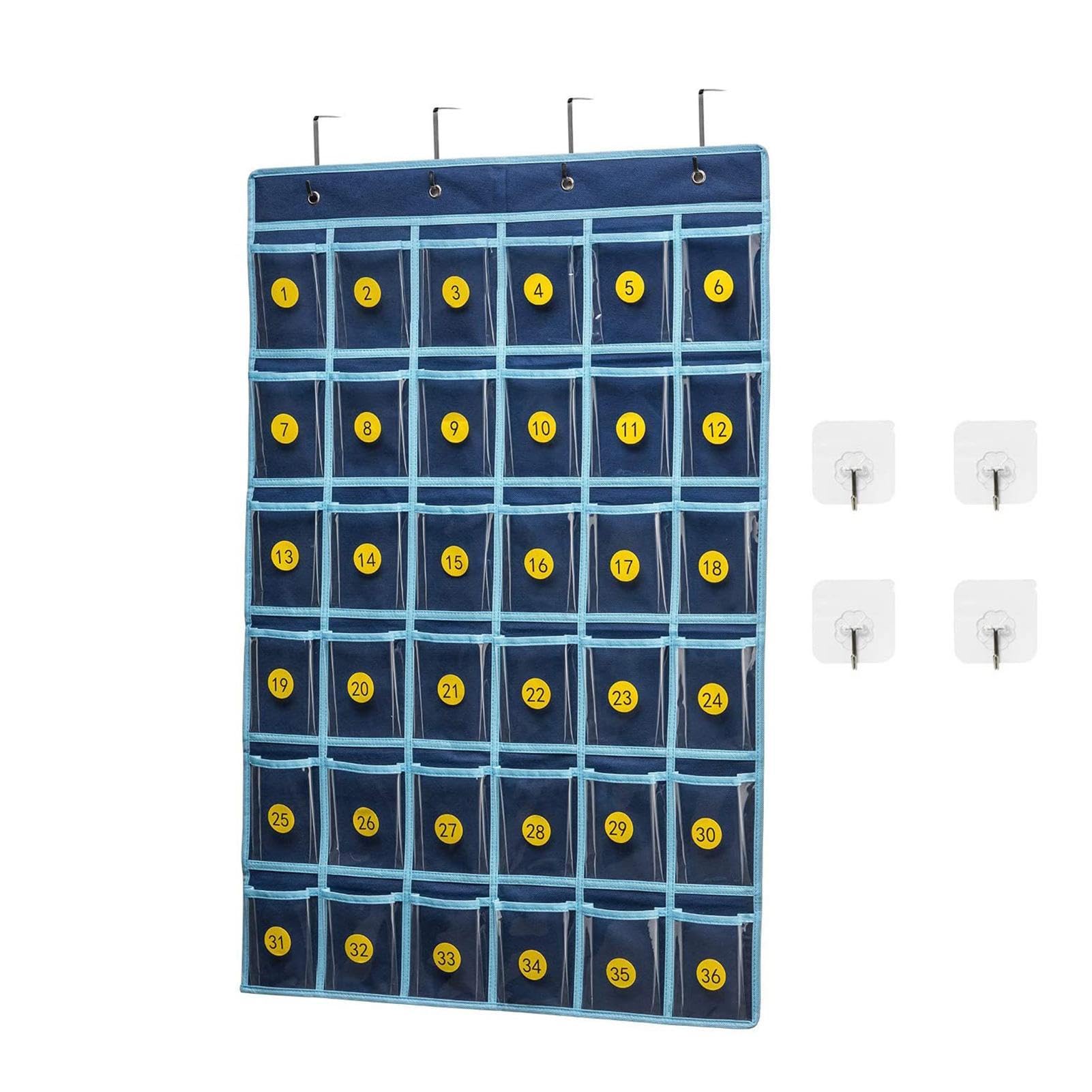Organizer A Tasche PAULONE Con 48 Tasche Per Cellulare E Calcolatrice, Da Appendere A Parete O Porta, Bianco Con Adesivi Numerici - 5
