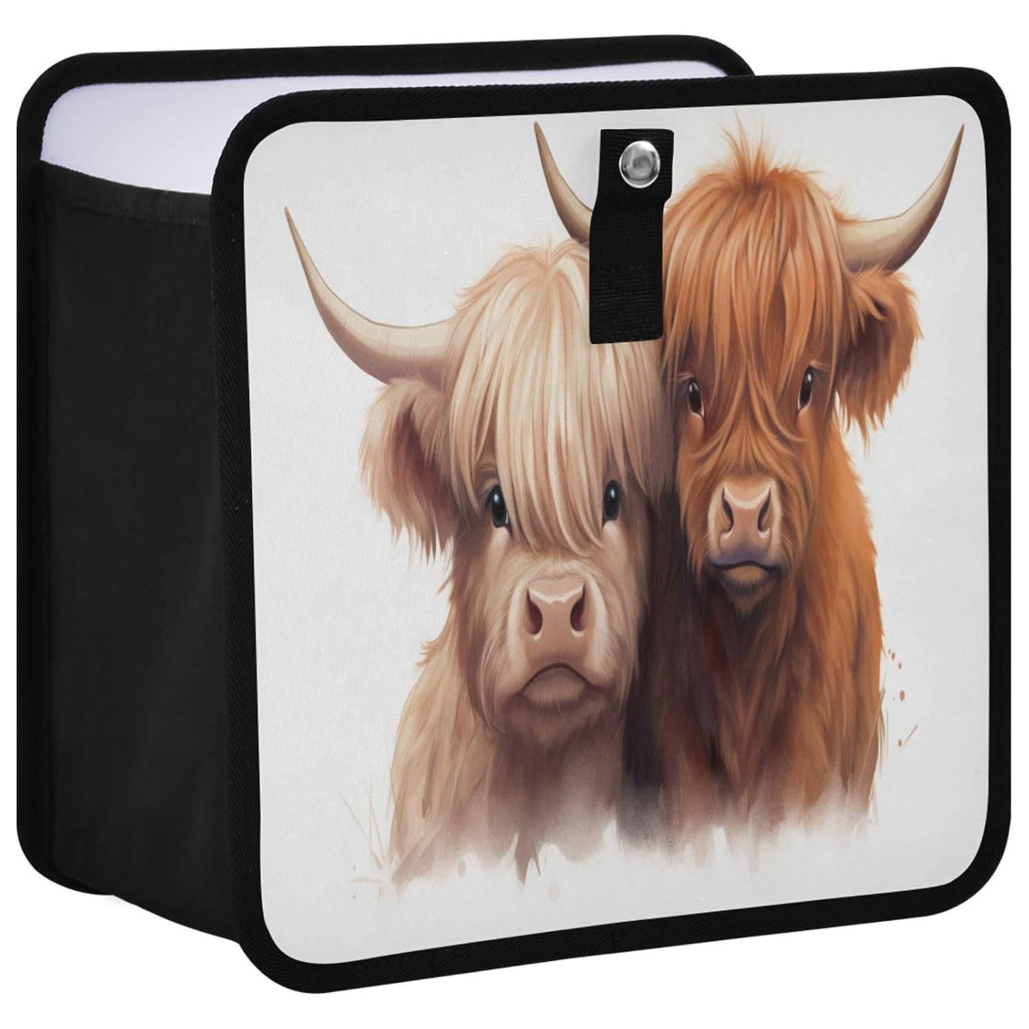 Cute Highland Cow Animals Car Trash Can, Foldable Hanging Car Trash Bag, Small Waterproof Car Accessories Garbage Bin