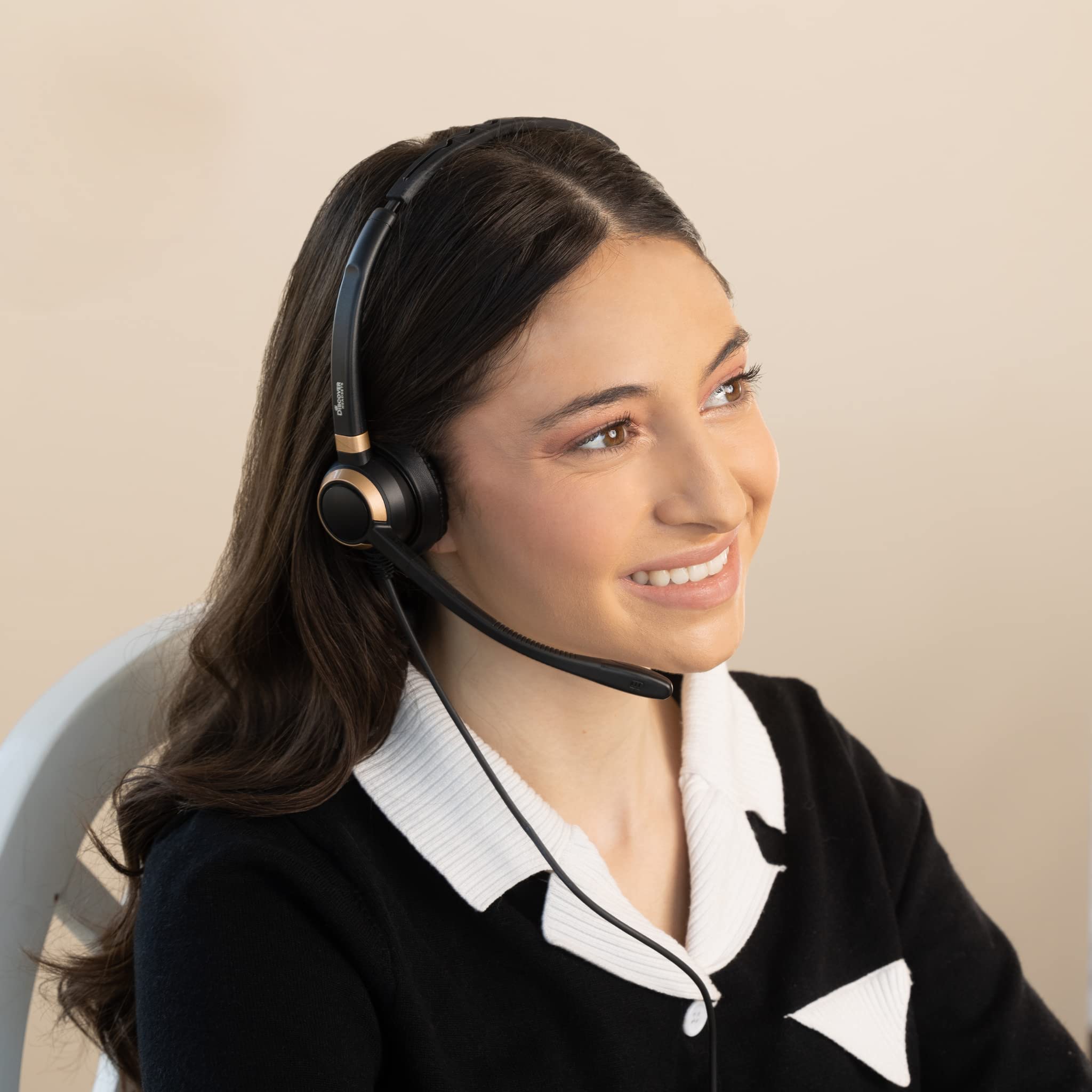 Discover "Auriculares Descubrir d711u Profesional Altavoces Sencilla conexión de Cable USB para la pc, Ordenador portátil, Mac, skype, o Dictado de Voz con cancelación de Ruido softphone- Mic