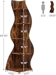 Tribesigns Corner Shelf, Rustic 5-Tier Wall Corner Bookshelf, Stylish Corner Small Bookcase Storage Rack Plant Stand with Unique Shape for Living Room, Home Office (1PC, Brown)