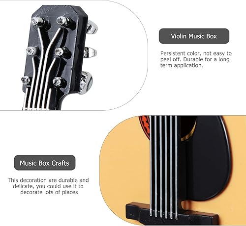 Miniatura 6 de Caja de música de guitarra, figuras de guitarra en miniatura, caja musical clásica de madera con base musical giratoria para el día de San Valentín,