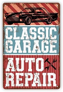 Classic Garage Auto Repair Metal Retro Wall Sign, Vintage Metal Tin Signs, Tin Workshop Sign, Automotive Garage Signs, Workshop Decor, Christmas Gift for Dad, Grandad