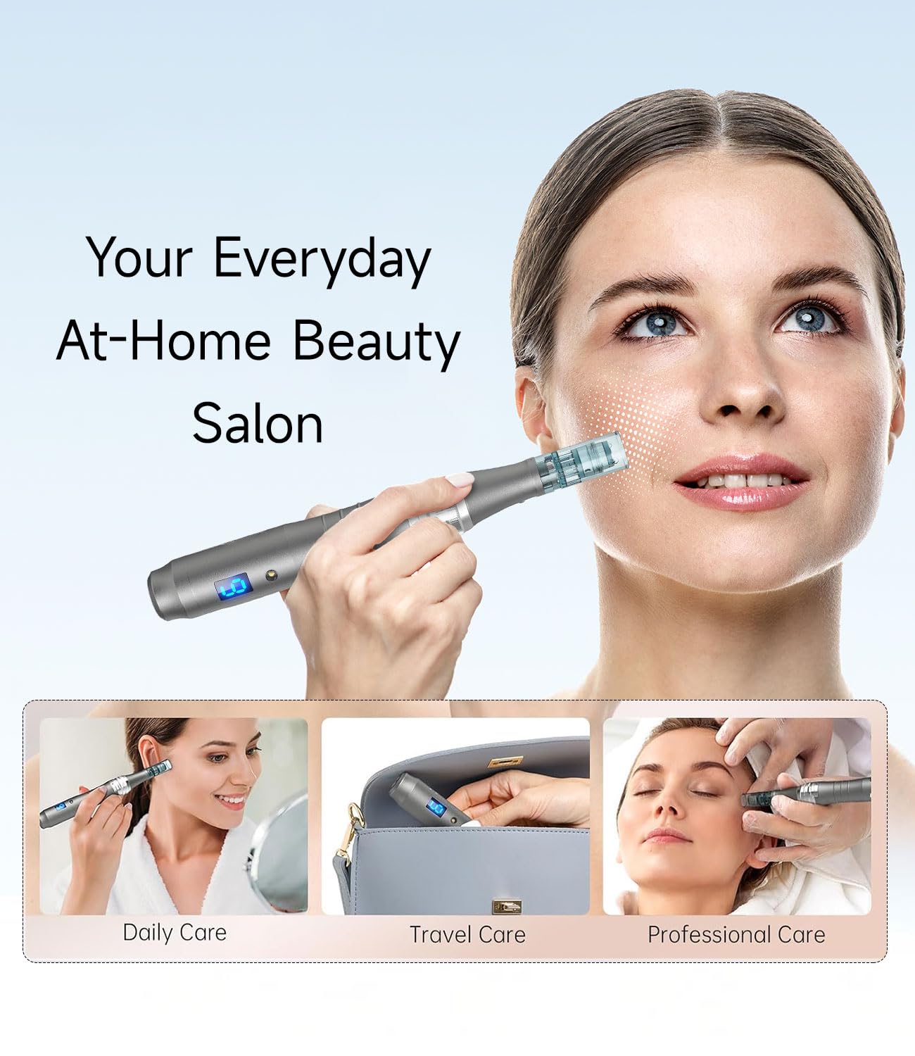 Microneedling Pen, Adjustable Speed and Depth Derma Roller Pen for Face and Body, Reduces Wrinkles and Scars, Improves Skin Texture Anti Aging Stretch Marks Skincare Tool At Home Use — view 5