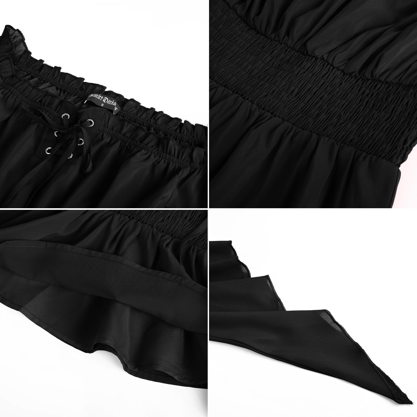 SCARLET DARKNESS Damen Renaissance Corsagenbluse Schulterfrei Lace Up Trachtenbluse