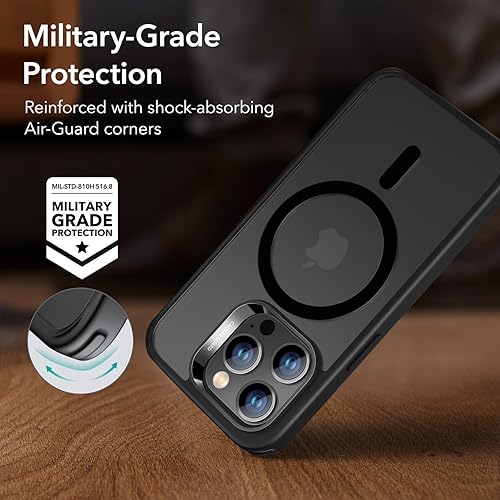 Miniatura 5 de ESR Funda magnética compatible con MagSafe para iPhone 14 Pro Max, de grado militar, a prueba de golpes y resistente al amarilleo, negro esmerilado