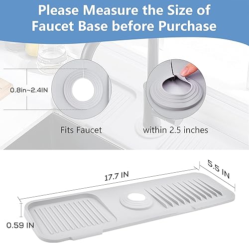 Miniatura 3 de Protector contra salpicaduras para fregadero de cocina, bandeja colectora de goteo con mango de grifo de silicona, se adapta a grifos de 2.5