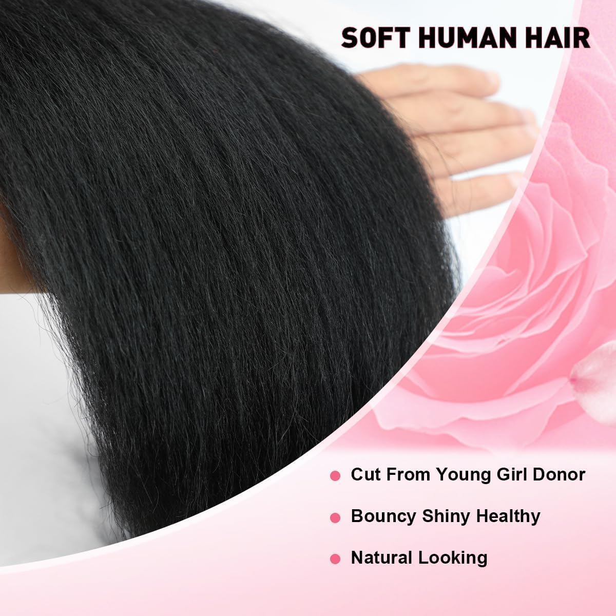 18 inch Kinky Straight Bundles Yaki Straight Human Hair Bundles 100% Unprocessed Brazilian Virgin Hair Kinky Straight Human Hair For Black Women