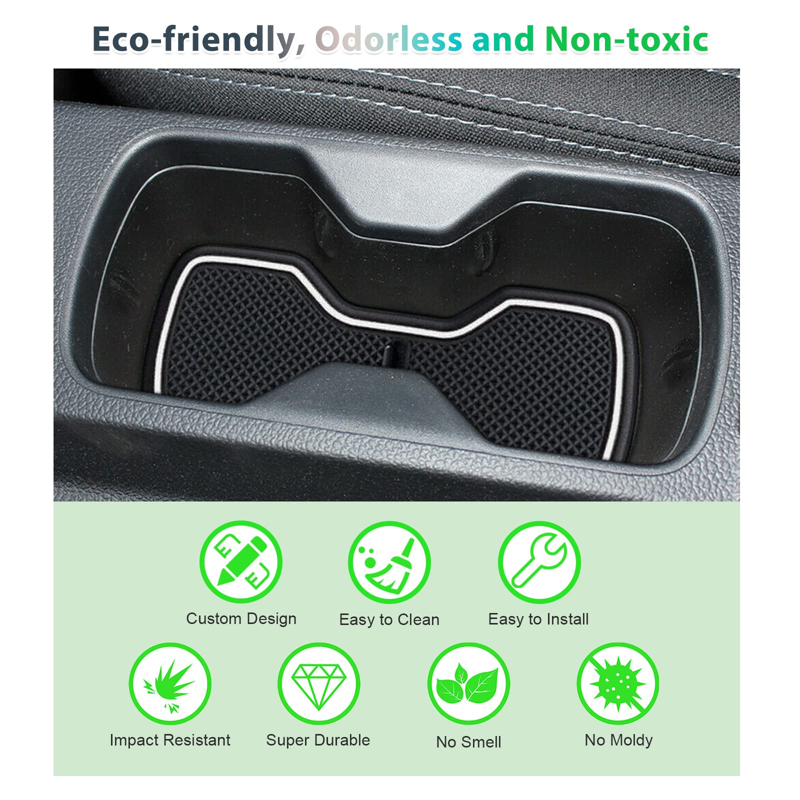 Tapis Caoutchouc Antidérapants Pour SsangYong Tivoli 2015-2024 - Protection Console Centrale, Porte-gobelet, Portes