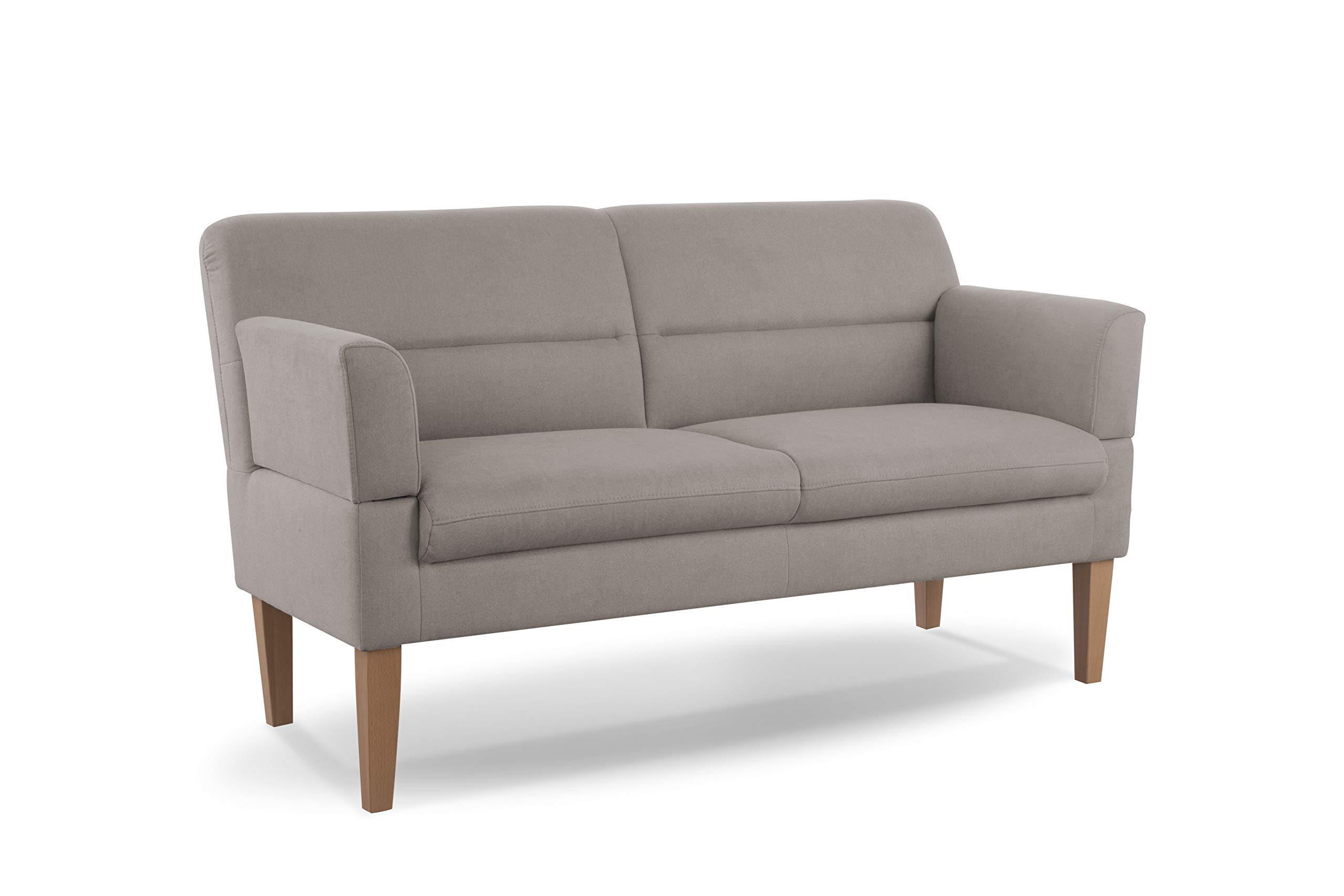 CAVADORE 2,5-Sitzer Küchensofa Kira / Sitzbank für Küche, Esszimmer oder Wohnküche inkl. Armteilverstellung / Leichte Fleckenentfernung dank Soft Clean / 168 x 94 x 81 / Flachgewebe: Hellgrau
