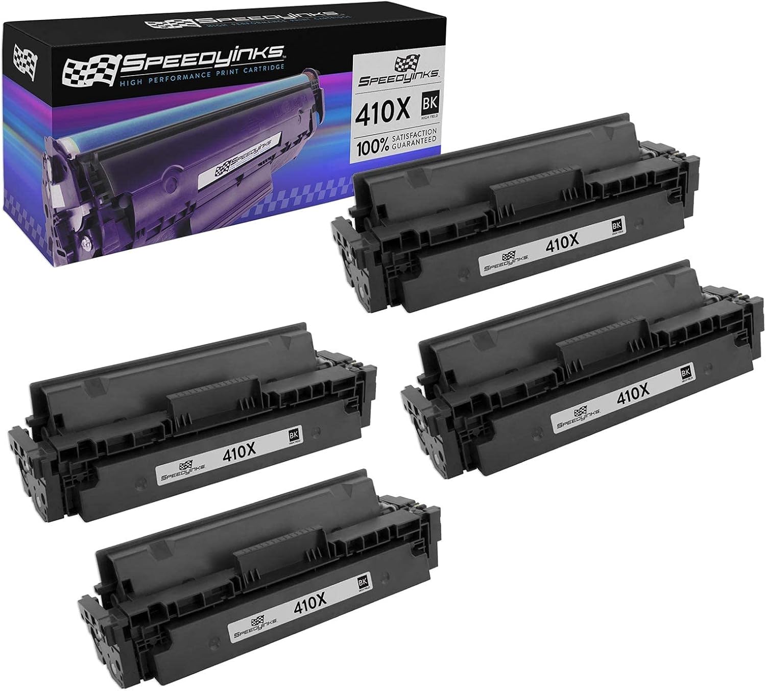 SPEEDYINKS Toner Cartridge Compatible with HP CF410X CF410 X CF410-X CF-410X CF 410X 6,500 Pages (Black, 4-Pack) for use in Color LaserJet Pro MFP M477fdn M477fdw, M477fnw, M452dn