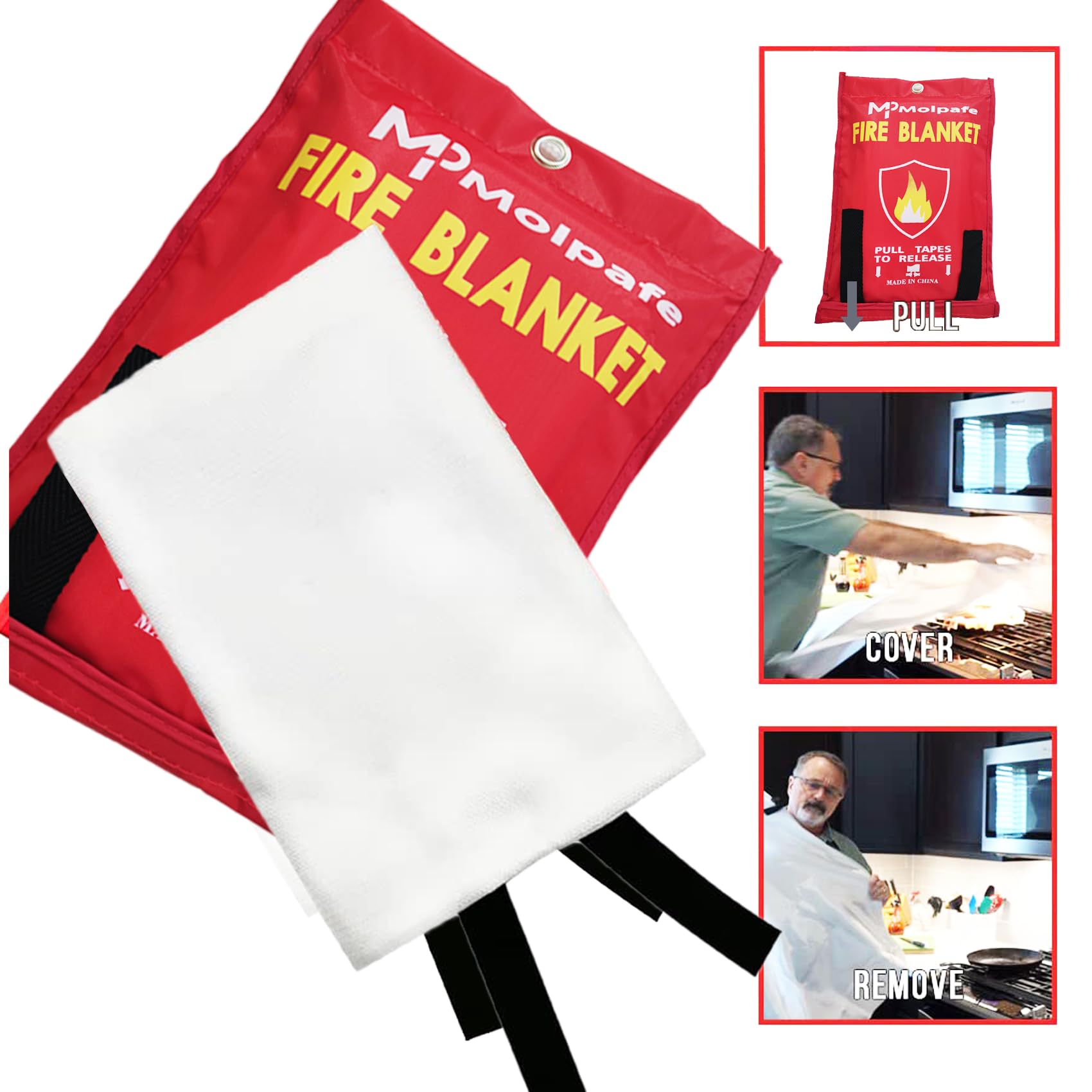 Manta Ignífuga GRIFEMA 100x100 Cm, Pack De 2 Unidades - Certificación EN 1869:2019, Ideal Para Cocina, Camping Y Coche