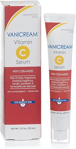 Vanicream Suero de vitamina C libre de tintes fragancia fragancia enmascarante lanolina parabenos y liberadores de formaldehído para pieles