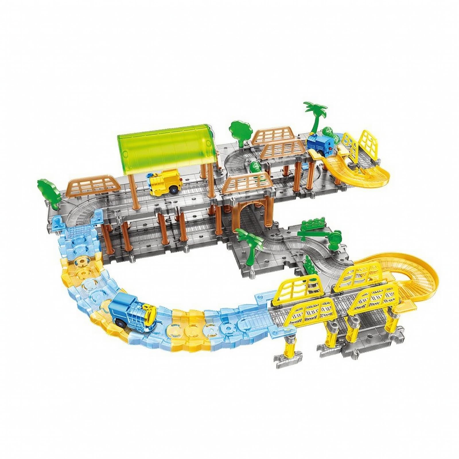 Set Trenino Elettrico con Binari Incastro Traslucido Trenino Elettrico da con Binari Educativo per attività Familiari