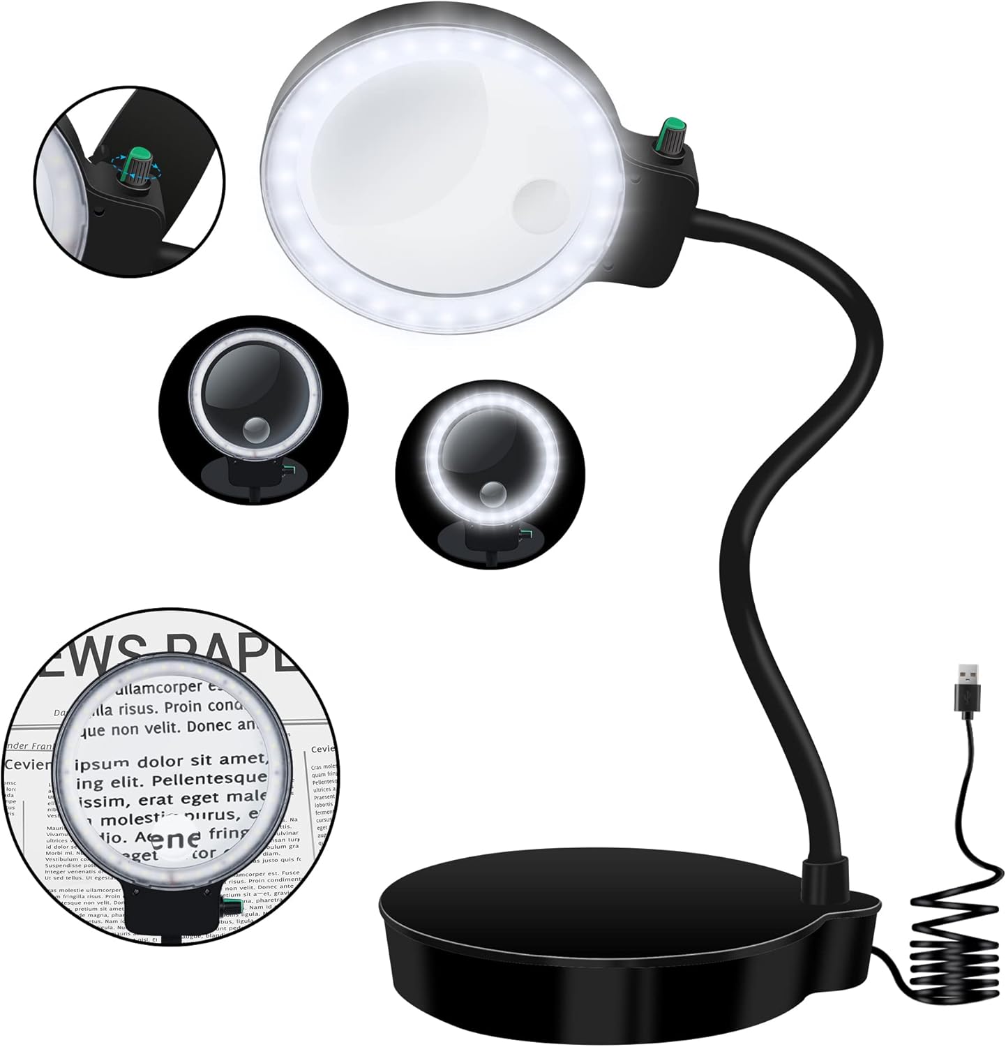 JUOIFIP Lamp Magnifying Glass with Integrated Dual
