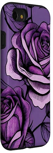 Miniatura 3 de iPhone SE 2020  7  8 patrón de rosas en estuche morado