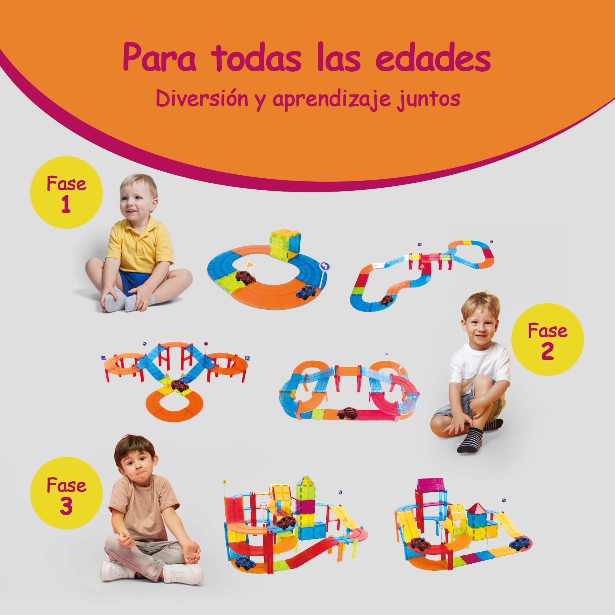 Olvy Juego de 126 Bloques magnéticos Montessori para niños - Juego de construcción magnética a Partir de 3 años - Ladrillos Luminosos y Azulejos magnéticos