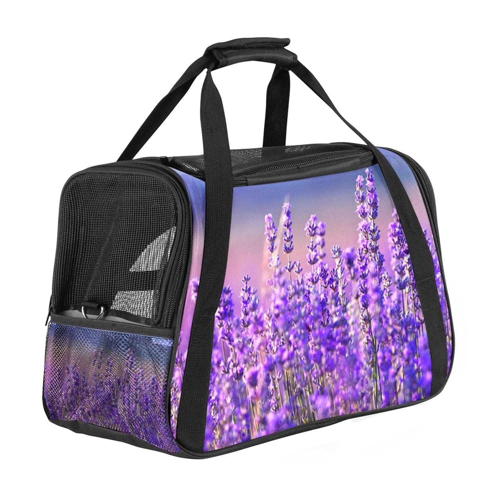 Sac de transport pour chat et chien imprimé floral lavande