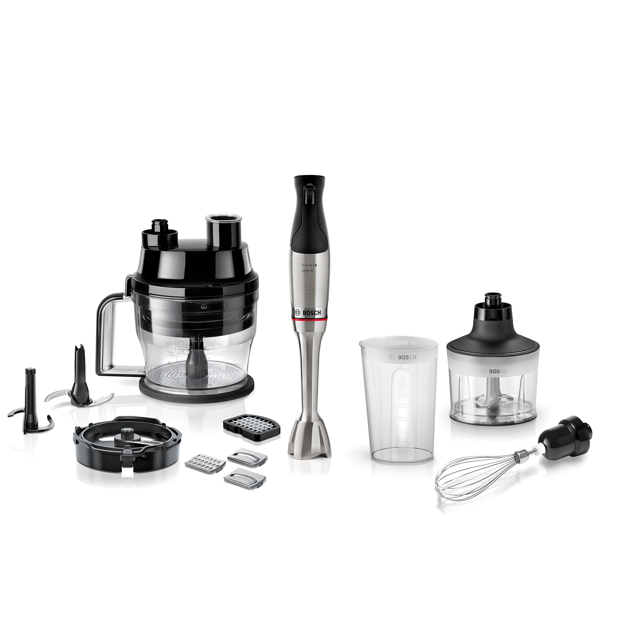 Bosch MSM6M8X1 Stabmixer – Edelstahl/Schwarz, 7 in 1, 1200 W