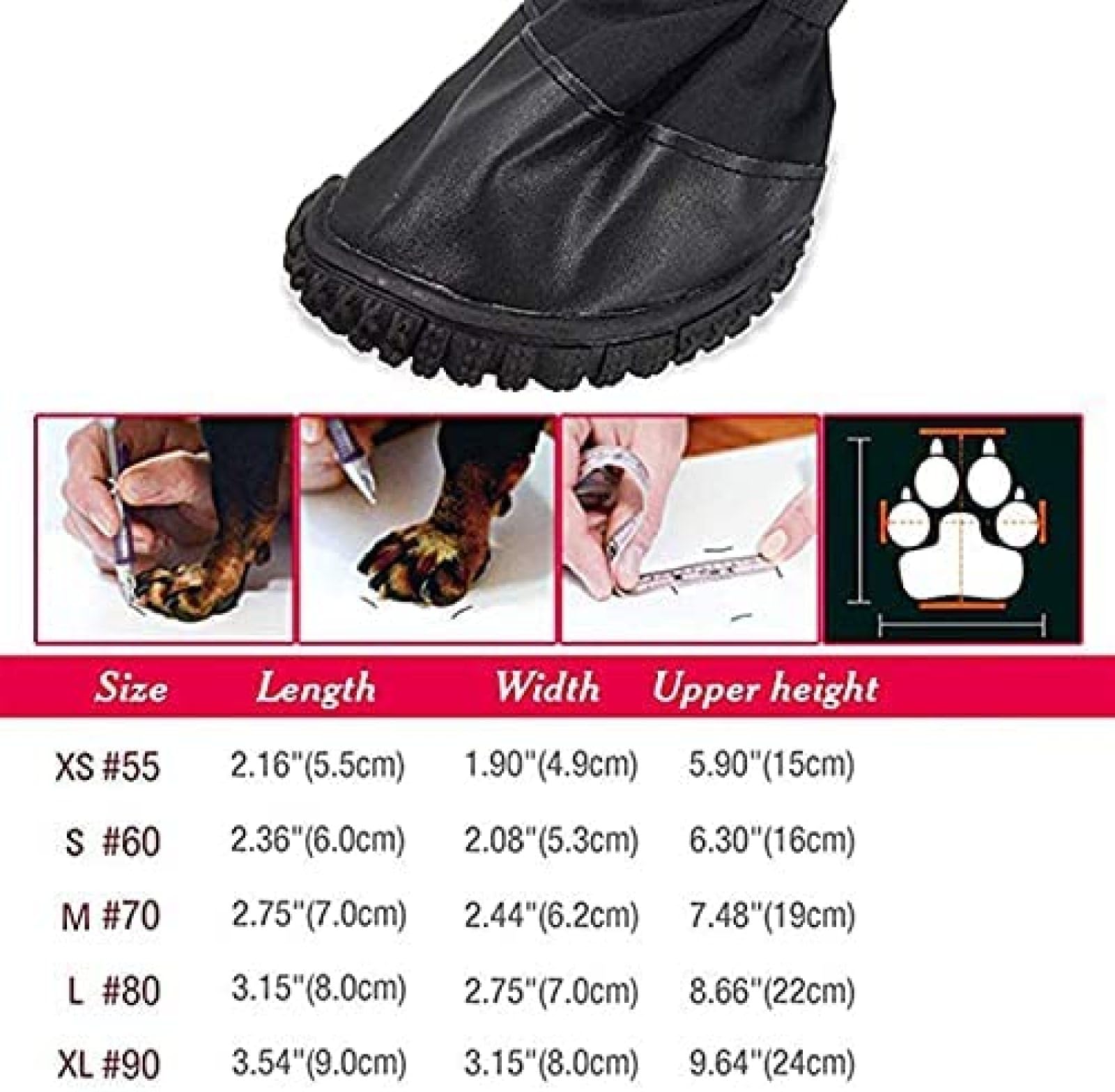Chaussures pour Chiens De Taille Moyenne Imperméables Bottes d'hiver en Plein Air Chaussons pour Chiens Chauds Longs Antidérapants Chaussures De Pluie Chien Durable,Noir,L 80,Constructive23
