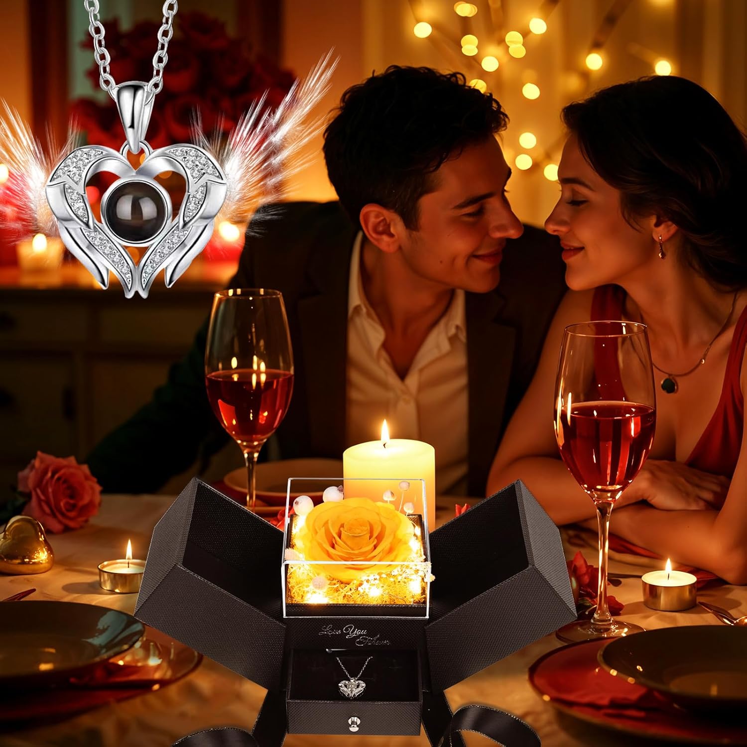 FIACO Valentines Day Rose Gifts for Her Preserved Real Flowers with I Love You Necklace Fresh Forever Flower Birthday for Women Girlfriend Wife Mom Grandma Romantic Eternal Roses - Image 5