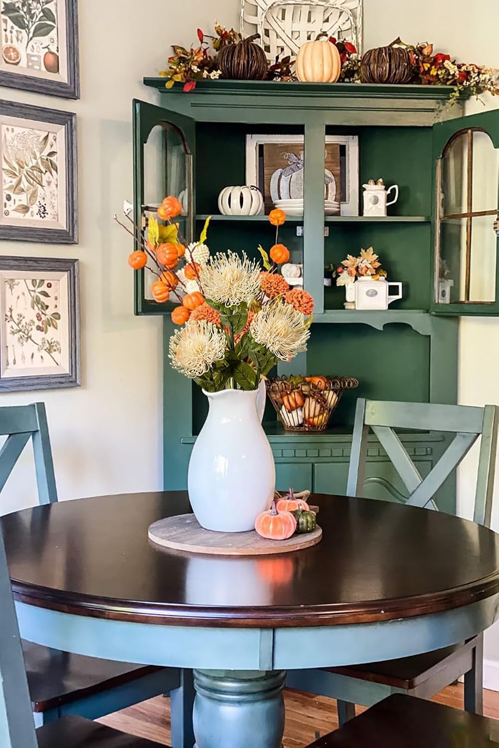 Hollyone 3 Pcs White Artificial Spider Mum 28.3'' Long Stem Fake Chrysanthemum Flowers Leucospermum Cordifolium Arrangement Faux Pincushion Flowers Office Table Bouquet Home Decor