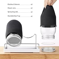 Vista 2 de Kit de tarros de germinación de semillas – 2 tarros de masón de boca ancha con tapas de germinación de acero inoxidable 316, bandeja de goteo