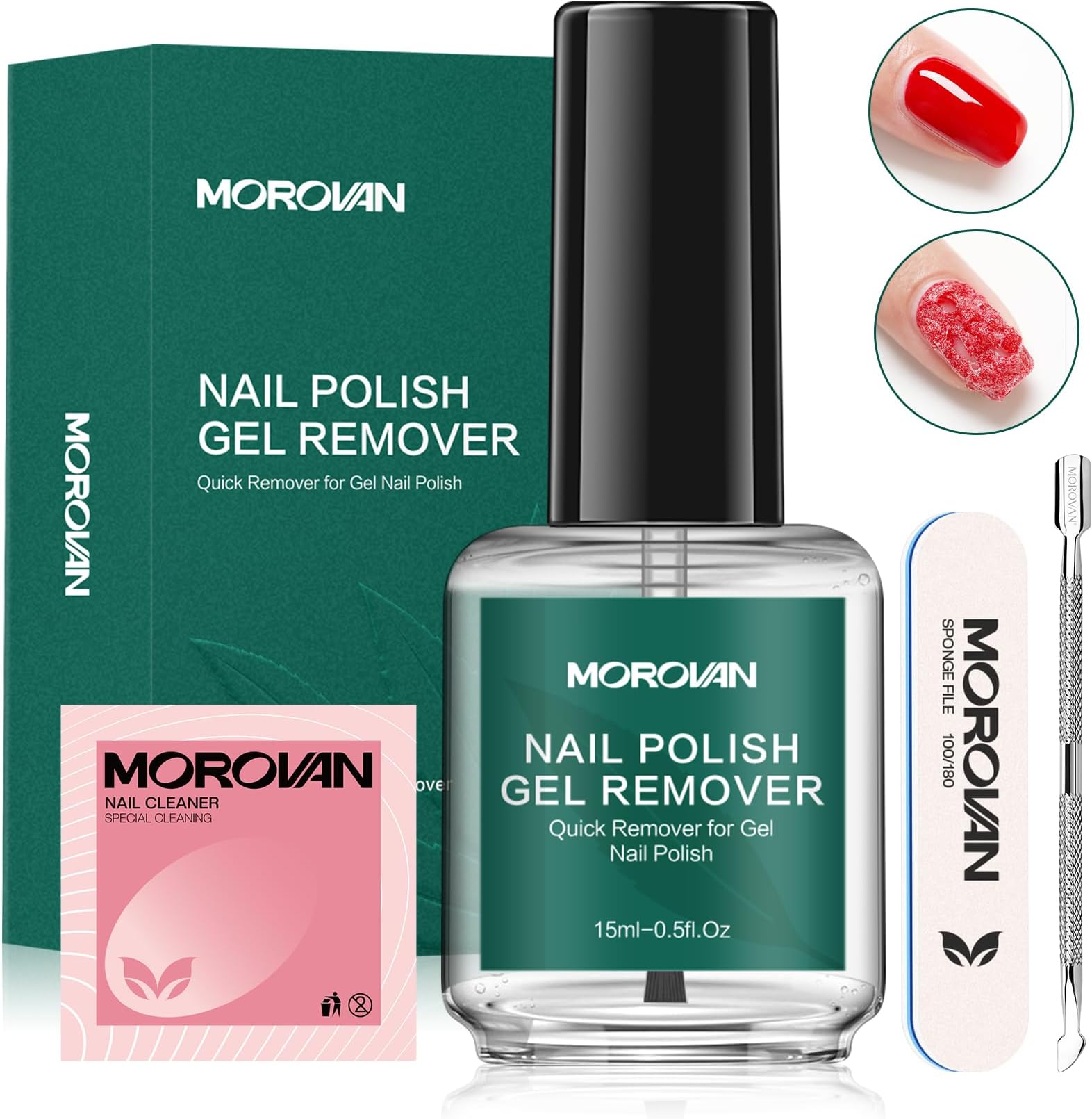 Morovan Gel Nail Polish Remover: 15ml Gel Polish Remover for Nails Quick & Easy Gel Remover In 2-3 Minutes Gel Nail Remover Protect Your Nails