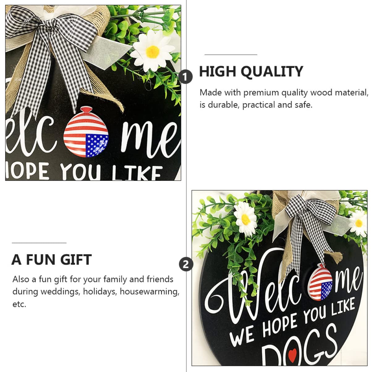 Amosfun 3 Juegos cartel de bienvenida de madera decoraciones puerta Lámina decoración frente muro home decor decoração casa tablero de bienvenida del festival plato de bienvenida de madera