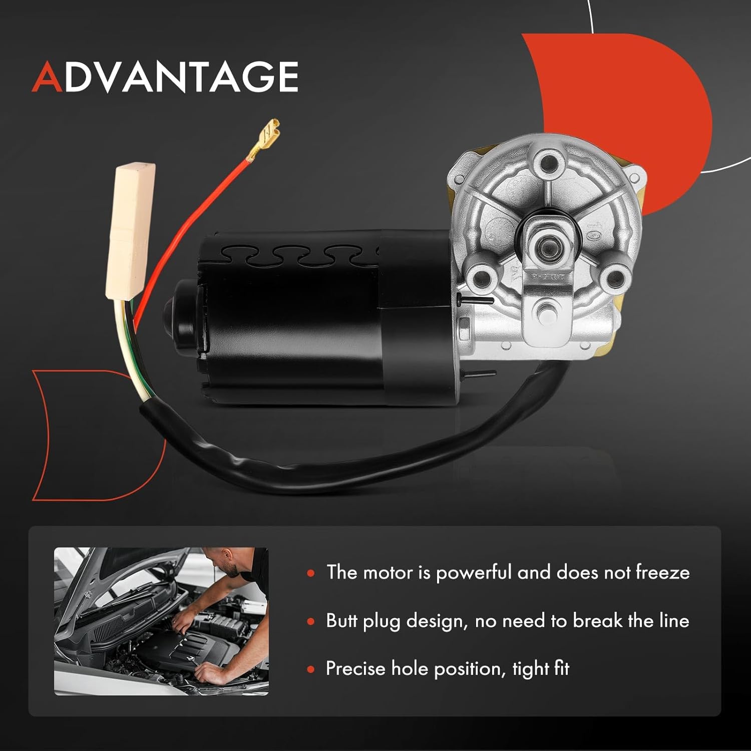 A-Premium Front Windshield Wiper Motor Compatible with Volkswagen Beetle 1972-1978, Super Beetle 1971-1972, 4-Pin, Standard Version, Left Hand Drive