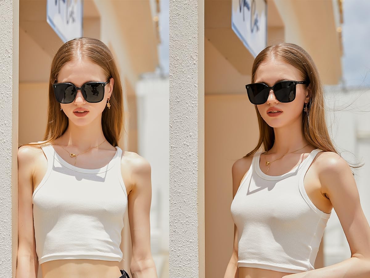 FEISEDY Women Oversized Vintage Polarized Sunglasses Square Cute Trendy Classic Simple Men B2758