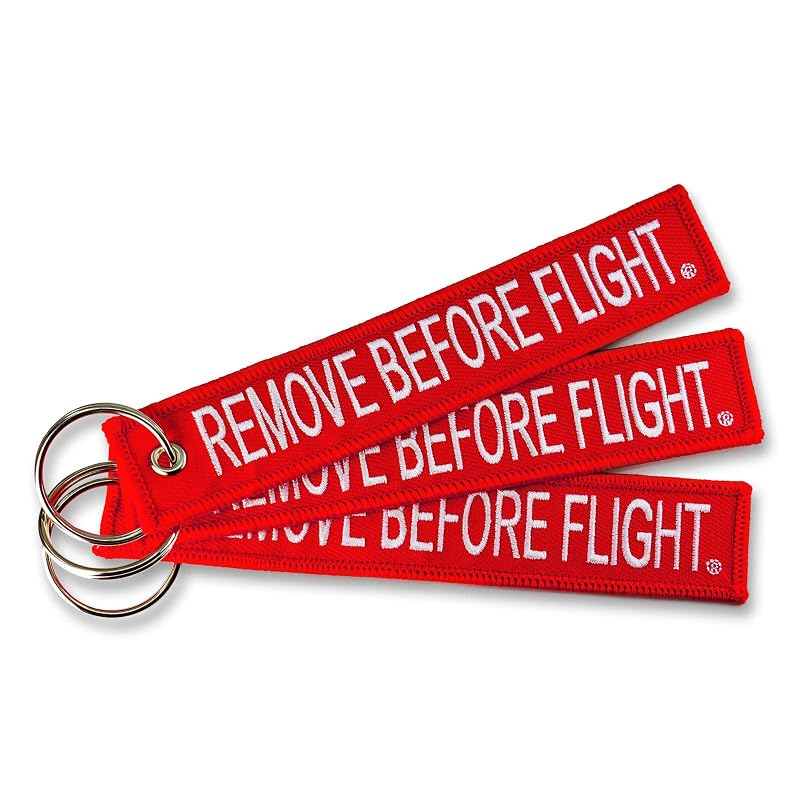 Kit com 3 Chaveiros Remove Before Flight Vermelho e Branco Apex Imports AIXEPA para Carro, Moto, ATV e Caminhão