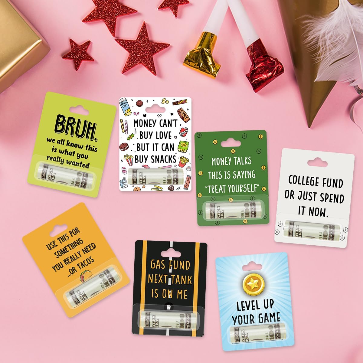 7 PCS Funny Variety Fund Gift Card for Boy Girl Bruh Money Holders for Cash Gift Money Holder Ornaments for Gifting Cash Checks Daily Christmas Birthday Tree Decorations Money Hanging Ornament - Image 4