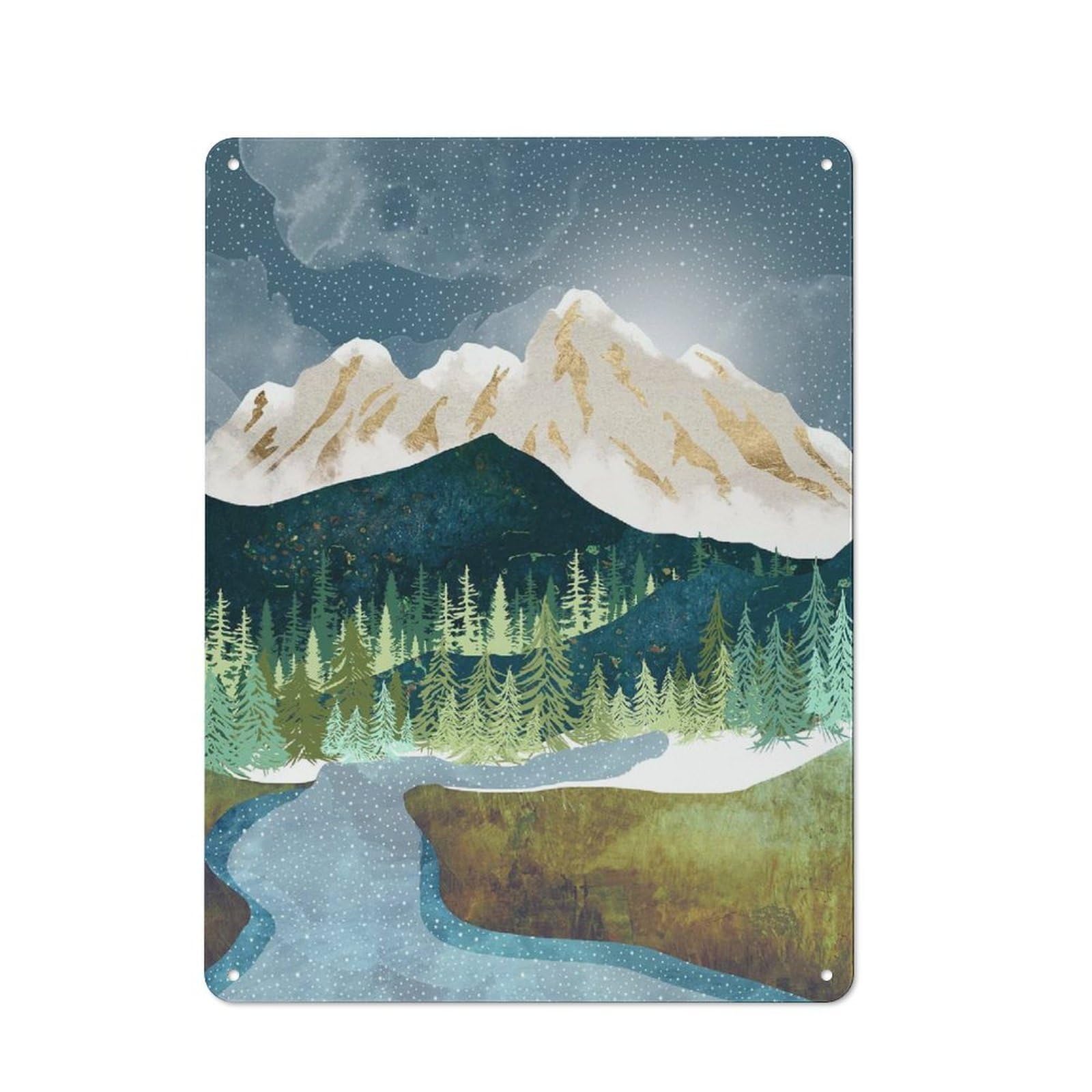 Mountain River Vintage Metal Sign 40x30cm, Retro Classic Pub Decor for Cafe, Pub, Workshop Or Home Bar