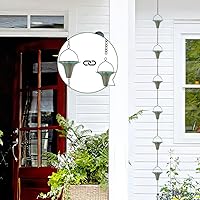 Vista 5 de Cadenas de lluvia de 10 pies para canalones, cadena captadora de lluvia de metal para drenaje de aleros, cadenas de canaletas de lluvia con 10 copas