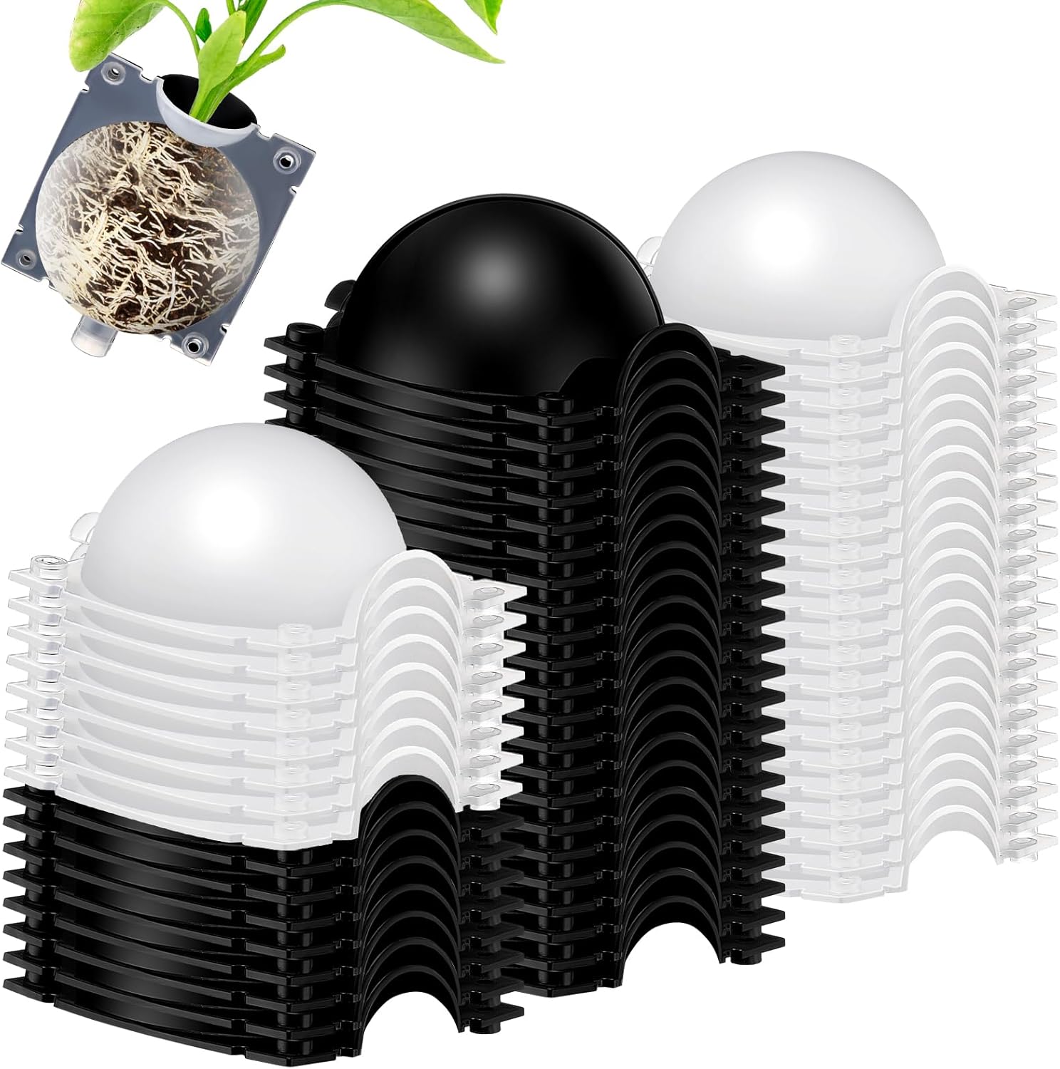 Threehoney 30 Pcs Air Layering Propagation Kit Reusable Half Black Half Transparent Grafting Ball Air Layering Pods Propagation Box Plant Rooting Grafting Box for Plants, Medium