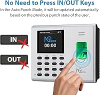 Vista 2 de NGTeco Reloj de tiempo basado en aplicaciones, reloj de tiempo de huellas dactilares 2 en 1 para empleados pequeñas empresas con punzón automático